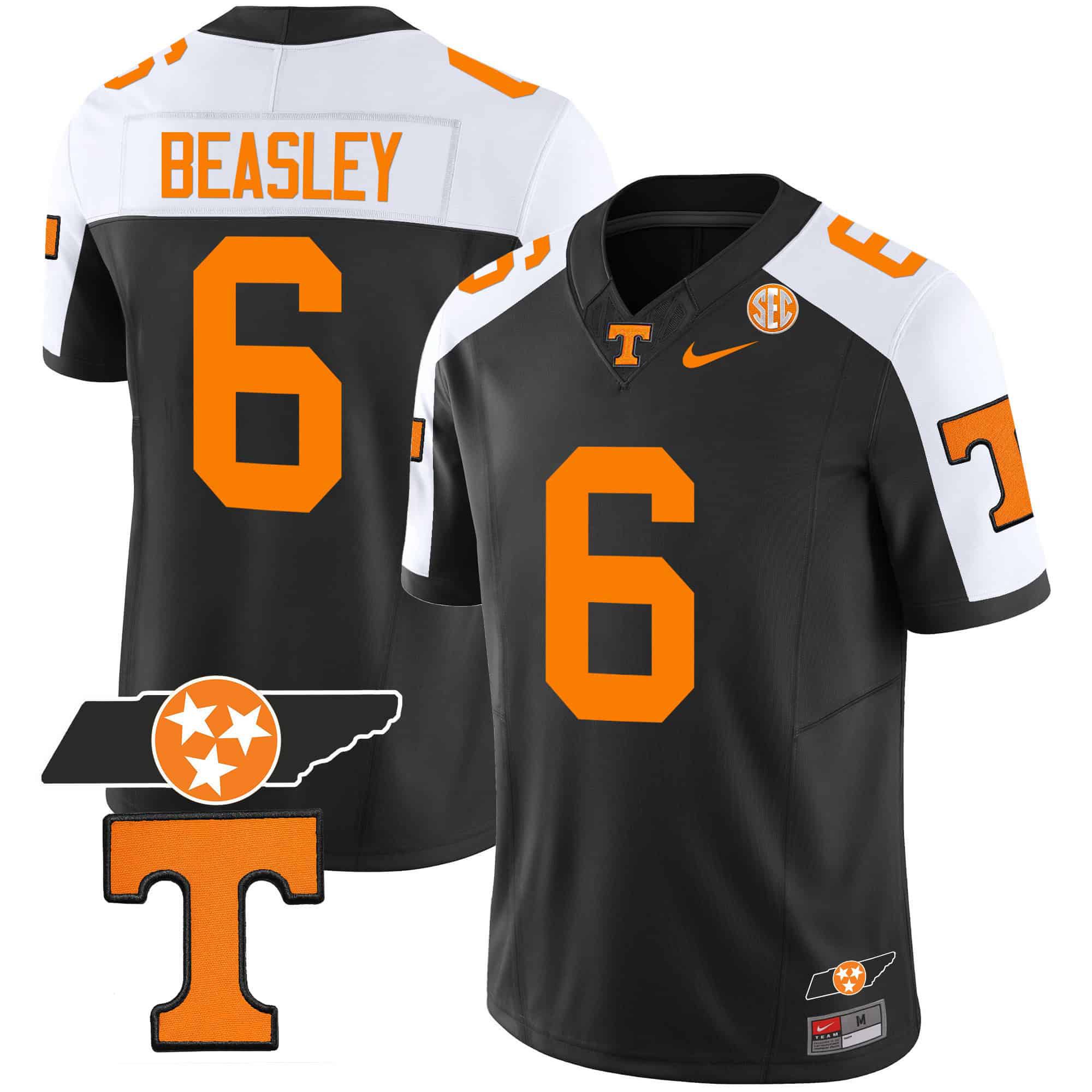 Men Tennessee Volunteers #6 Beasley Black 2024 Nike Checkerboard & Alternate NCAA Jersey